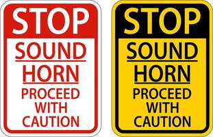 Sound Horn Proceed With Caution Sign On White Background vector