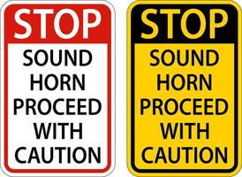 Sound Horn Proceed With Caution Sign On White Background vector