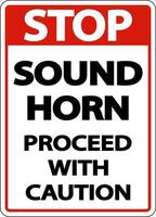 Sound Horn Proceed With Caution Sign On White Background vector