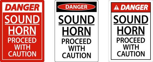 Sound Horn Proceed With Danger Sign On White Background vector