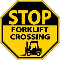 Stop Forklift Crossing Sign On White Background vector