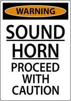 Sound Horn Proceed With Warning Sign On White Background vector