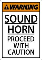 Sound Horn Proceed With Warning Sign On White Background vector