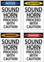 Sound Horn Proceed With Caution Sign On White Background vector