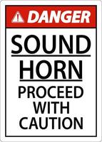 Sound Horn Proceed With Danger Sign On White Background vector