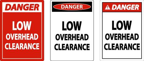 Danger Low Overhead Clearance Sign On White Background vector