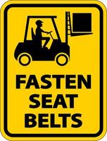 Fasten Seat Belts Label Sign On White Background vector