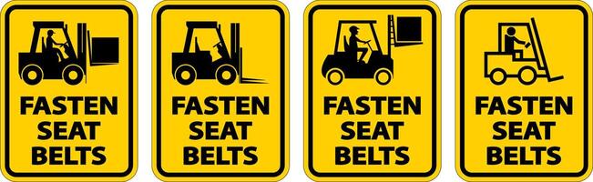 Fasten Seat Belts Label Sign On White Background vector