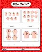 How many counting game with moslem shirt. worksheet for preschool kids, kids activity sheet, printable worksheet vector