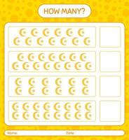 How many counting game with moon and star. worksheet for preschool kids, kids activity sheet, printable worksheet vector