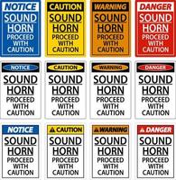 Sound Horn Proceed With Caution Sign On White Background vector