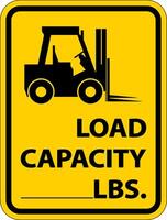 Forklift Load Capacity Label Sign On White Background vector