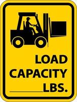 Forklift Load Capacity Label Sign On White Background vector