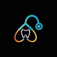 colorful abstract stethoscope teeth logo design vector
