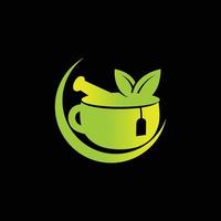 Creative abstract tea cup leaf logo design vector