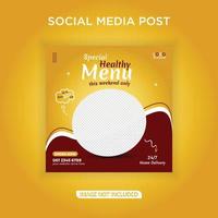 Special healthy menu square banner social media post vector