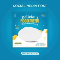 menú de comida deliciosa banner de redes sociales vector