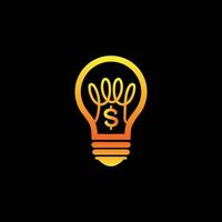 lámpara eléctrica de bombilla colorida abstracta creativa con diseño de logotipo de dólar vector
