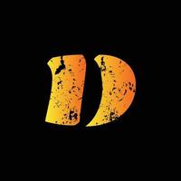 Creative distress D letter logo design vector