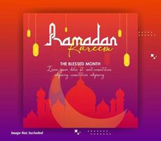 Creative Ramadan Social Media Ads banner design template. EPS vector file in layers for easy editing.