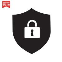 Set of security shield icons, security shields logotypes with check mark and padlock. Security shield symbols. Vector illustration.