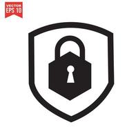 Set of security shield icons, security shields logotypes with check mark and padlock. Security shield symbols. Vector illustration.