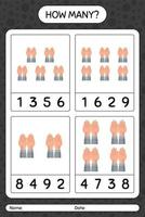 How many counting game with praying. worksheet for preschool kids, kids activity sheet, printable worksheet vector