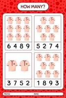 How many counting game with moslem shirt. worksheet for preschool kids, kids activity sheet, printable worksheet vector
