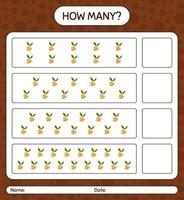 How many counting game with longan worksheet for preschool kids, kids activity sheet, printable worksheet vector