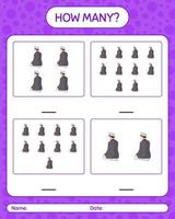 How many counting game with praying. worksheet for preschool kids, kids activity sheet, printable worksheet vector