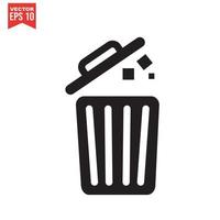 vector icon throw in the trash isolated on white background