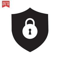 Set of security shield icons, security shields logotypes with check mark and padlock. Security shield symbols. Vector illustration.