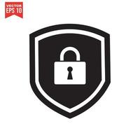 Set of security shield icons, security shields logotypes with check mark and padlock. Security shield symbols. Vector illustration.