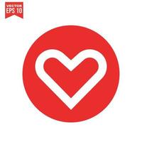 Red heart icon on white background. Love logo heart illustration. vector