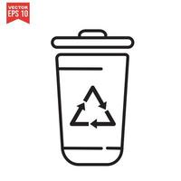 Trash can icon with recycle sign. Garbage bin or basket with recycling symbol. vector