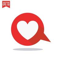 Red heart icon on white background. Love logo heart illustration. vector