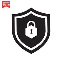 Set of security shield icons, security shields logotypes with check mark and padlock. Security shield symbols. Vector illustration.