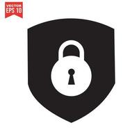 Set of security shield icons, security shields logotypes with check mark and padlock. Security shield symbols. Vector illustration.