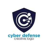 logotipo creativo de defensa cibernética vector exclusivo