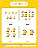 How many counting game with arabic teapot. worksheet for preschool kids, kids activity sheet, printable worksheet vector