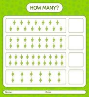 How many counting game with ketupat. worksheet for preschool kids, kids activity sheet, printable worksheet vector