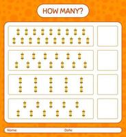 How many counting game with arabic lantern. worksheet for preschool kids, kids activity sheet, printable worksheet vector