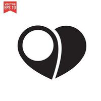 icono de corazón negro sobre fondo blanco. Ilustración de corazón de logotipo de amor. vector