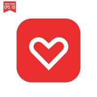 Red heart icon on white background. Love logo heart illustration. vector