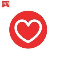 icono de corazón rojo sobre fondo blanco. Ilustración de corazón de logotipo de amor. vector