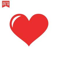 Red heart icon on white background. Love logo heart illustration. vector