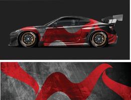 Car wrap graphic racing - abstract red strip grunge for wrap and vinyl sticker vector