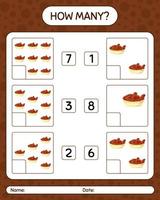 How many counting game with bowl of dates. worksheet for preschool kids, kids activity sheet, printable worksheet vector
