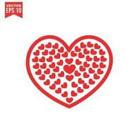 Red heart icon on white background. Love logo heart illustration. vector