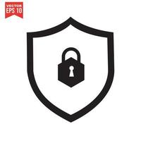 Set of security shield icons, security shields logotypes with check mark and padlock. Security shield symbols. Vector illustration.